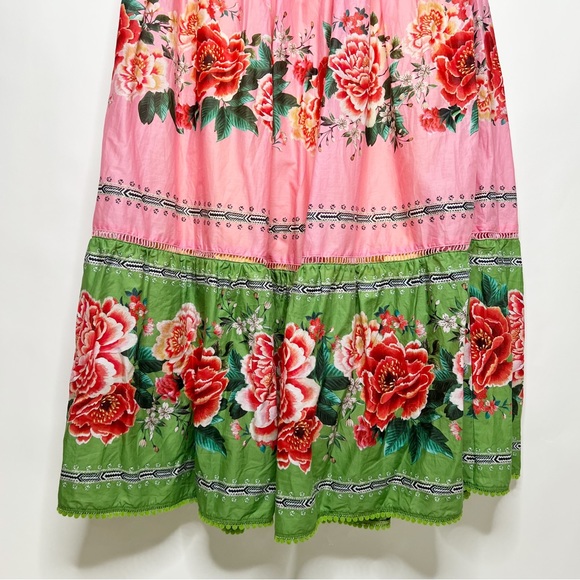 COPY - Farm Rio Manuela Floral Pastel Dress Yellow Pink Green Halter Maxi New S… - Picture 6 of 12
